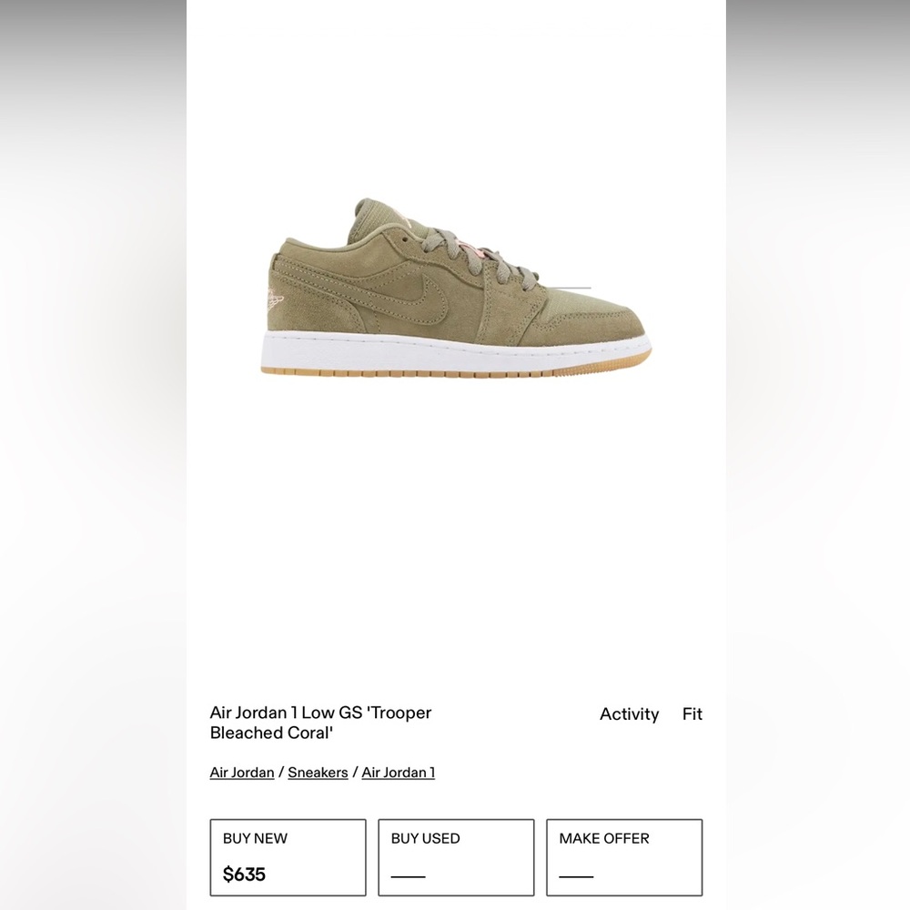 Jordan 1 Low GS Olive Pink Sneakers